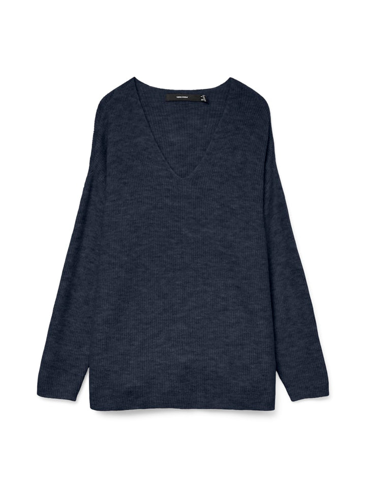 Vmcrewlefile Ls V-neck Blouse Noos - Navy