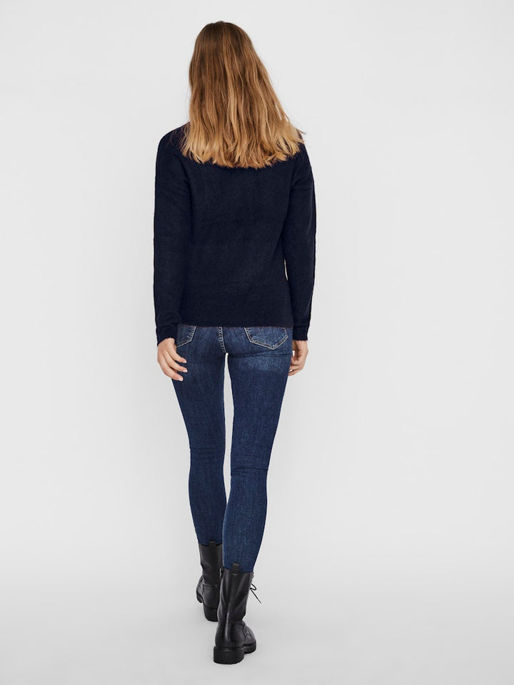 Vmcrewlefile Ls V-neck Blouse Noos - Navy