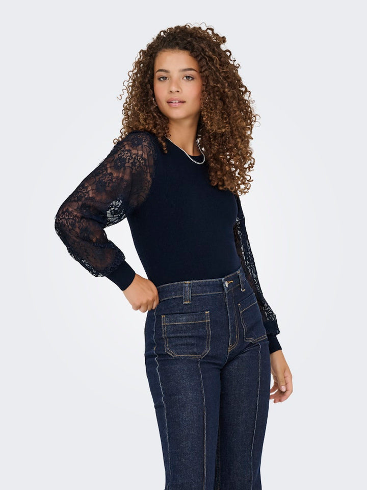 Onlperry Life Ls Mix O-neck Knt - Navy