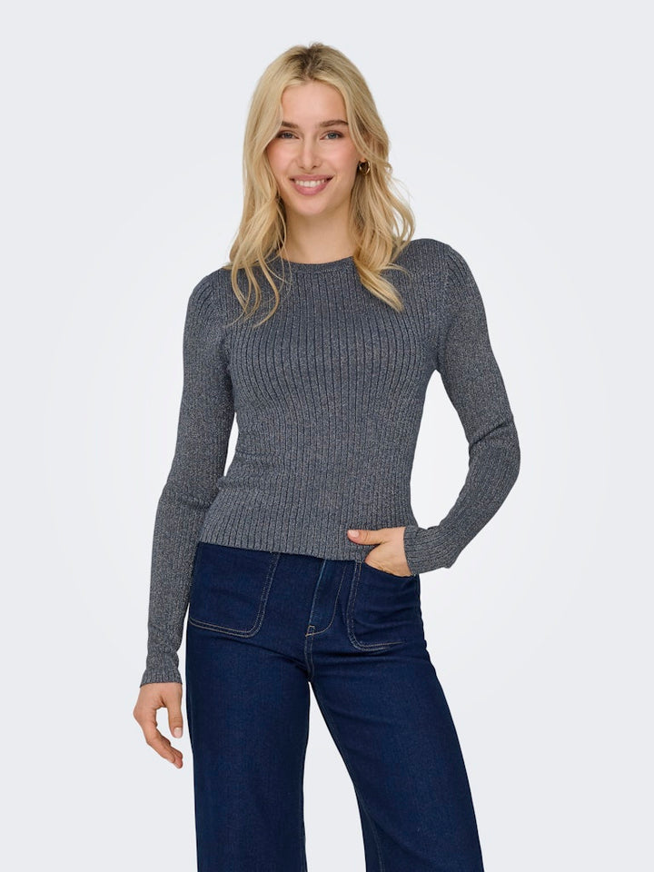 Jdyplum Lurex L/s O-neck Pullover Knt - Navy