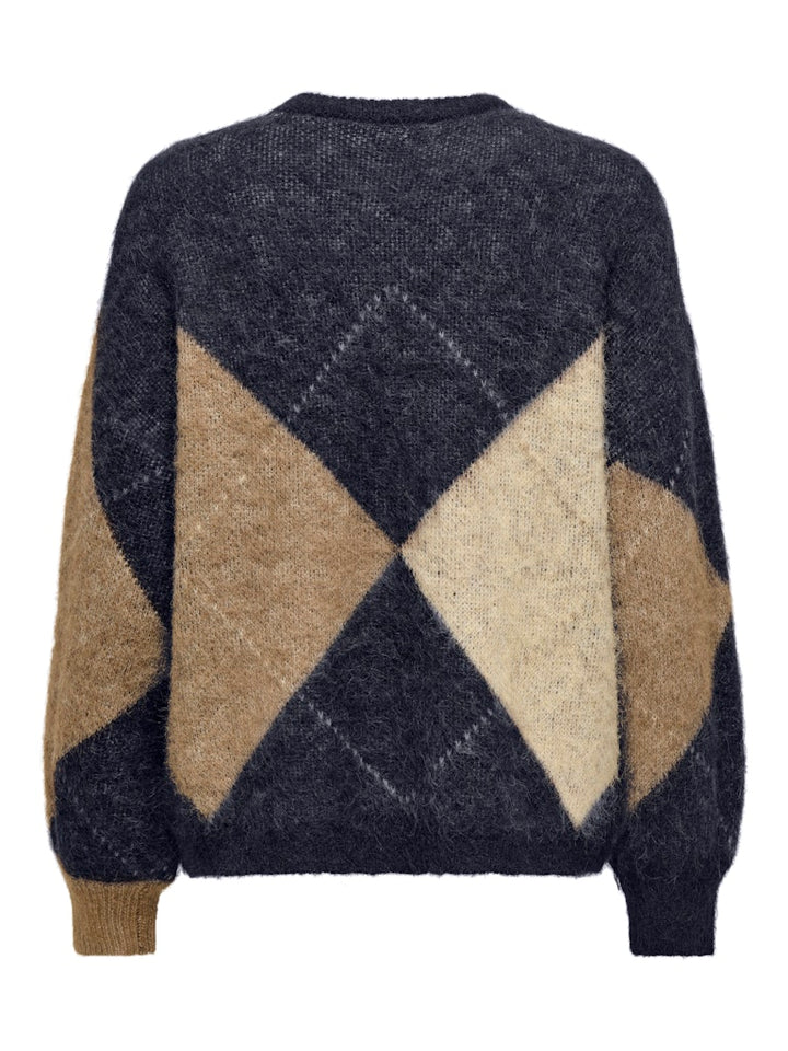 Onlnoeme Life Ls Jq O-neck Knt - Blauw Dessin