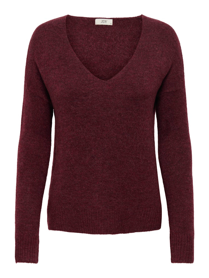 Jdyelanora L/s V-neck Pullo. Knt Noos - Rood