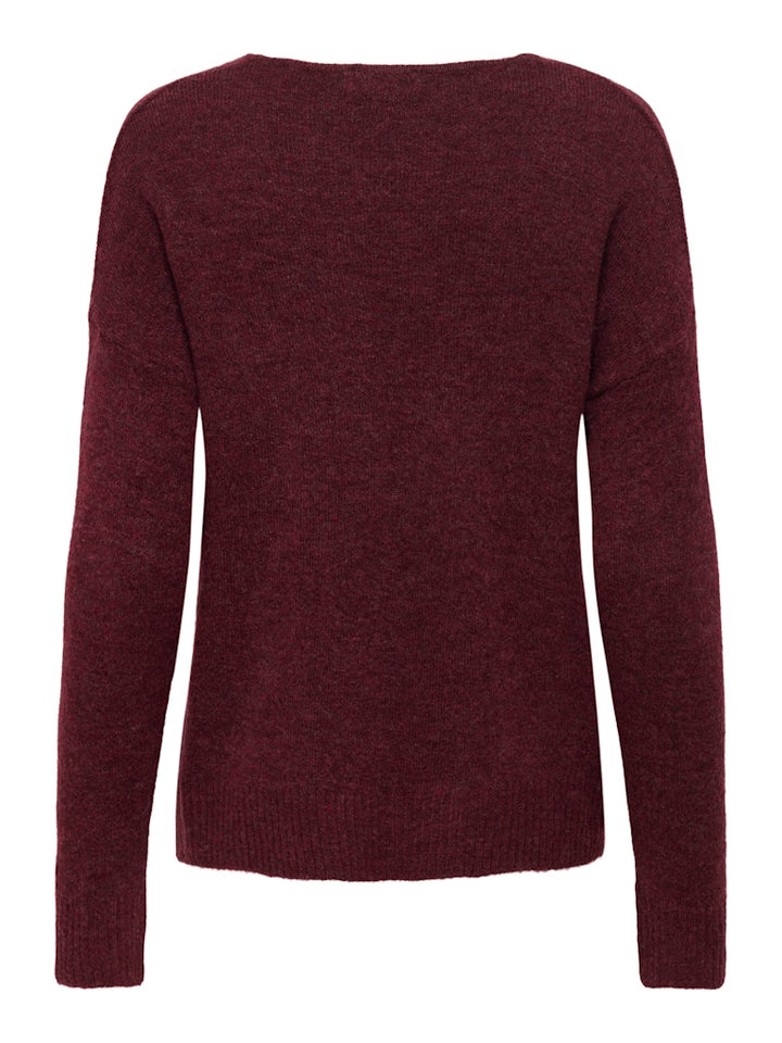 Jdyelanora L/s V-neck Pullo. Knt Noos - Rood
