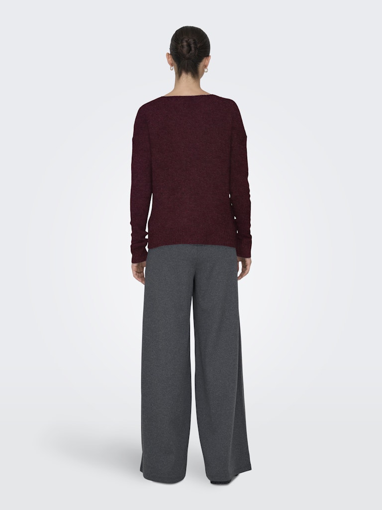 Jdyelanora L/s V-neck Pullo. Knt Noos - Rood