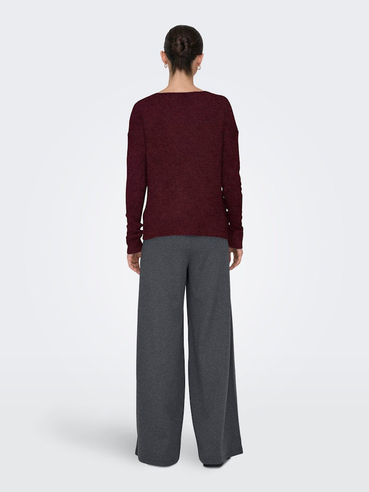 Jdyelanora L/s V-neck Pullo. Knt Noos - Rood