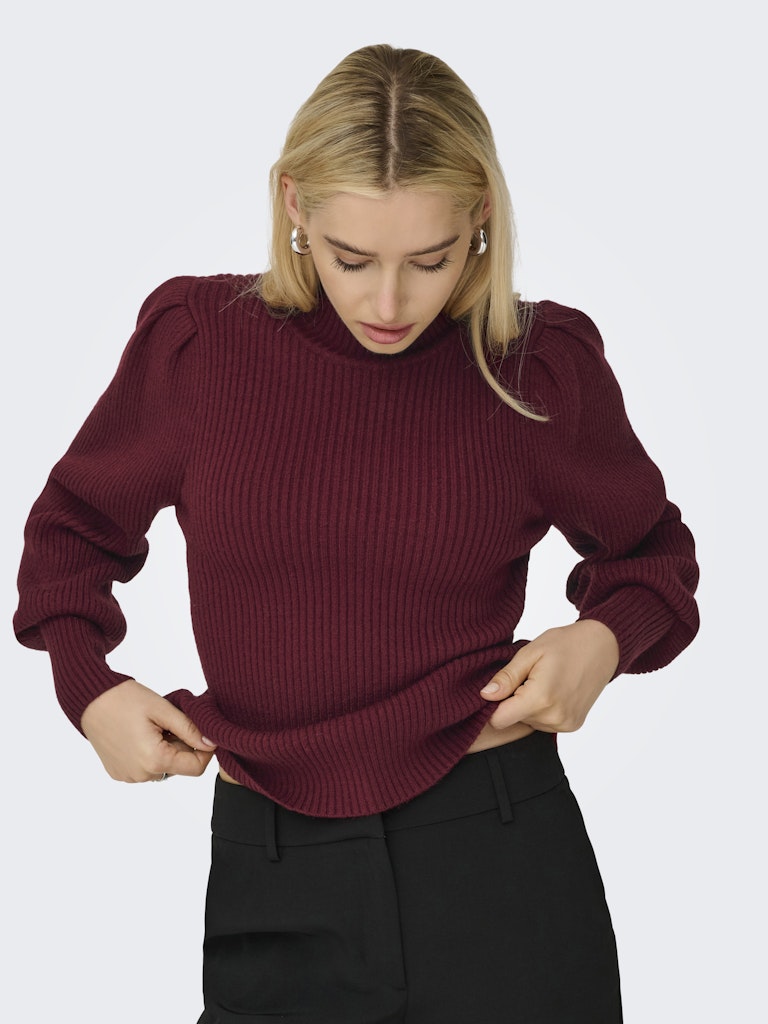 Onlkatia L/s Highneck Pullover Knt Noos - Wijnrood