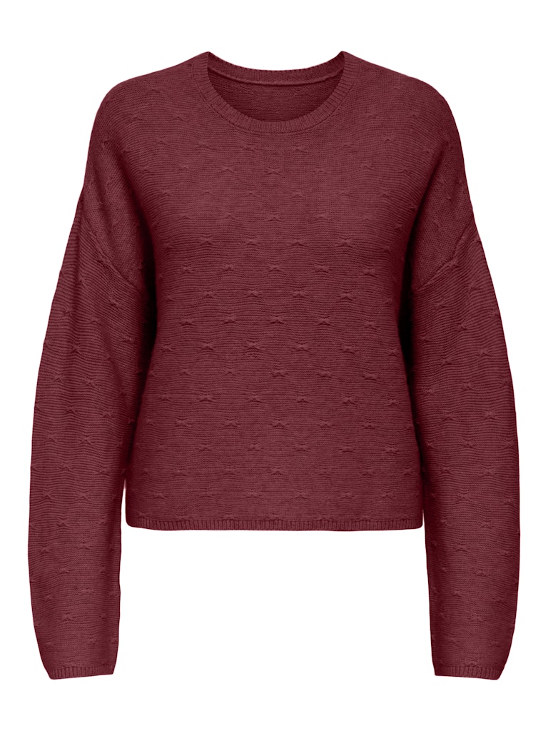 Onlkatia Ls Structure O-neck Cc Knt - Bordeaux