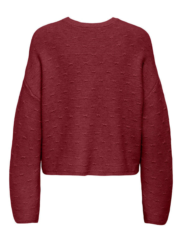 Onlkatia Ls Structure O-neck Cc Knt - Bordeaux