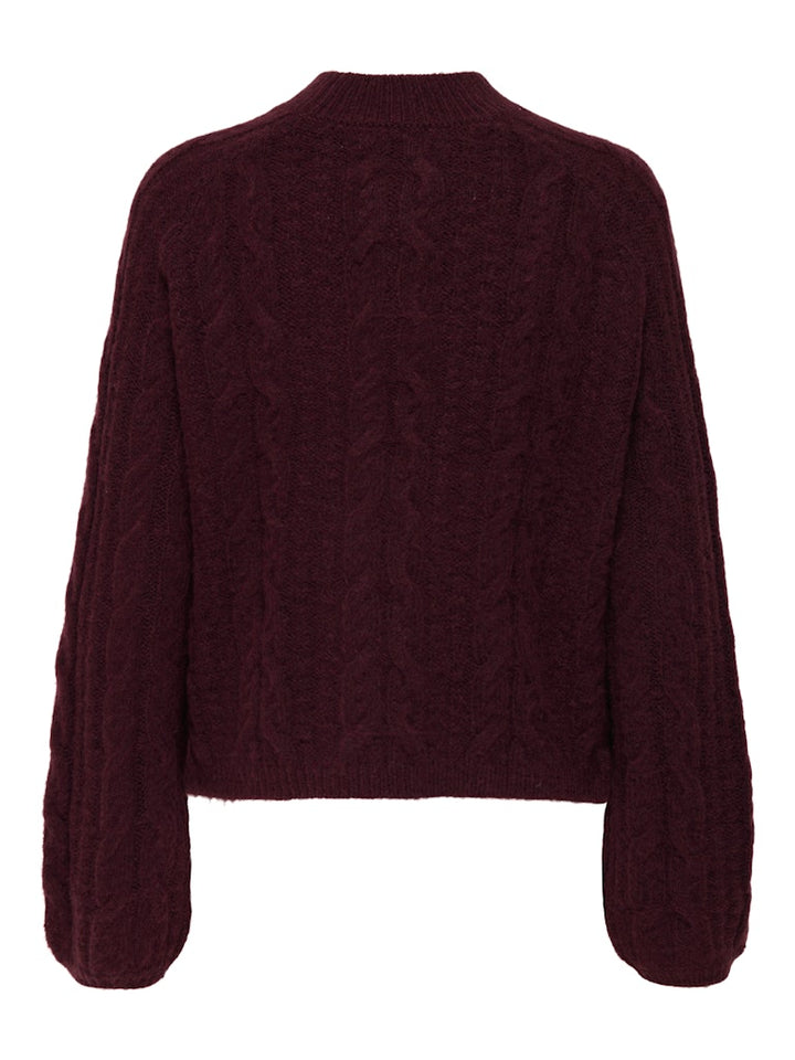 Jdysilja L/s Hn Cable Pullover Knt - Bordeaux
