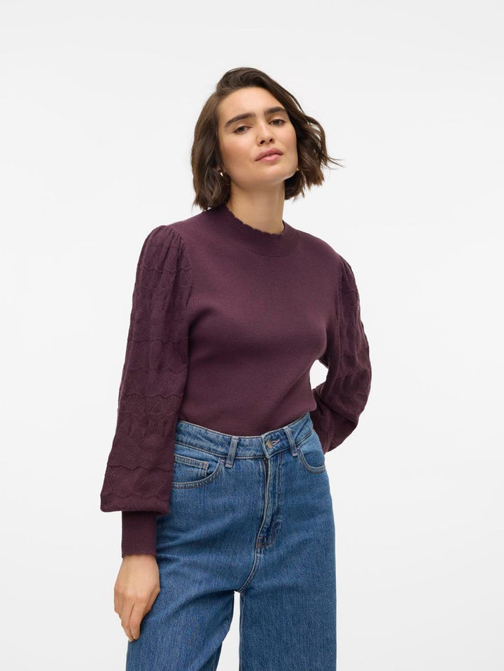 Vmlimone Ls Highneck Pullover Ga Bo - Bordeaux