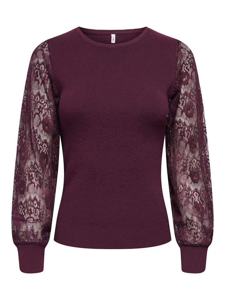 Onlperry Life Ls Mix O-neck Knt - Bordeaux