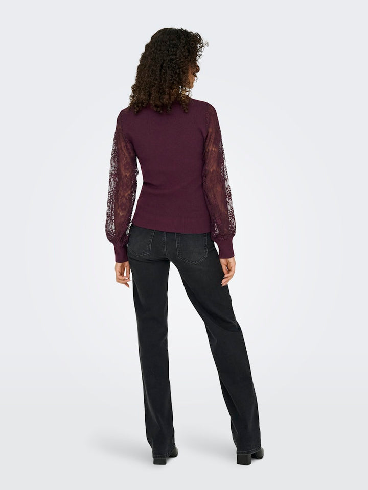 Onlperry Life Ls Mix O-neck Knt - Bordeaux