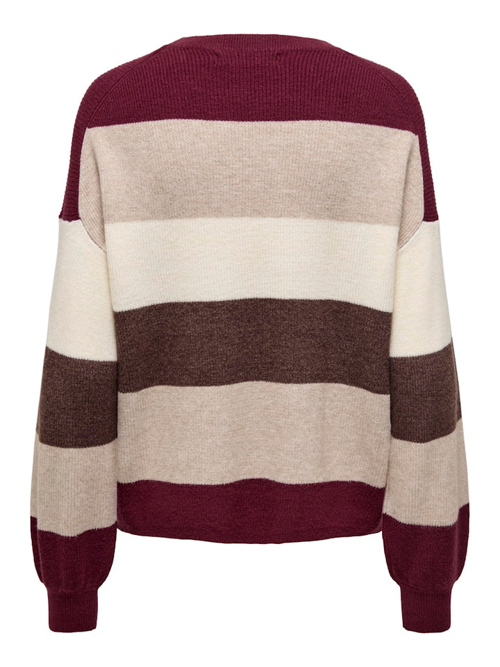 Onlatia L/s Stripe Pullover Knt Noos - Rood Dessin