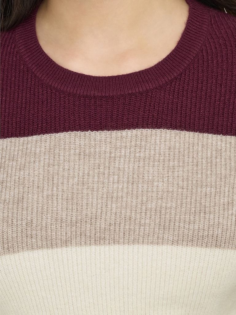 Onlatia L/s Stripe Pullover Knt Noos - Rood Dessin