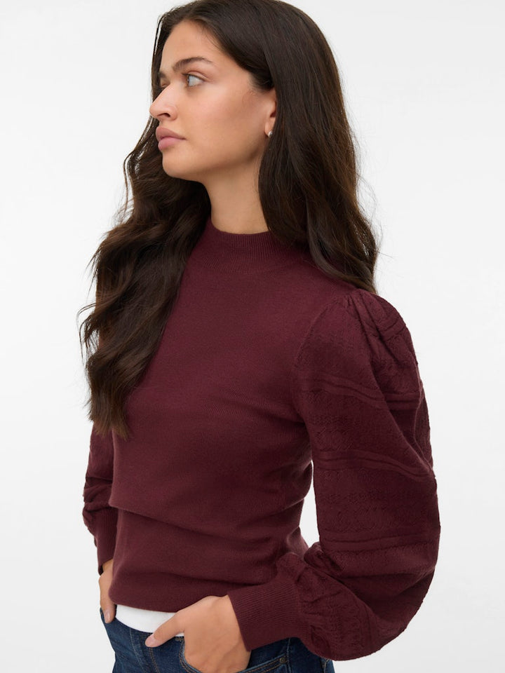 Vmnewlimone Ls Highneck Pullover Boo - Fuchsia