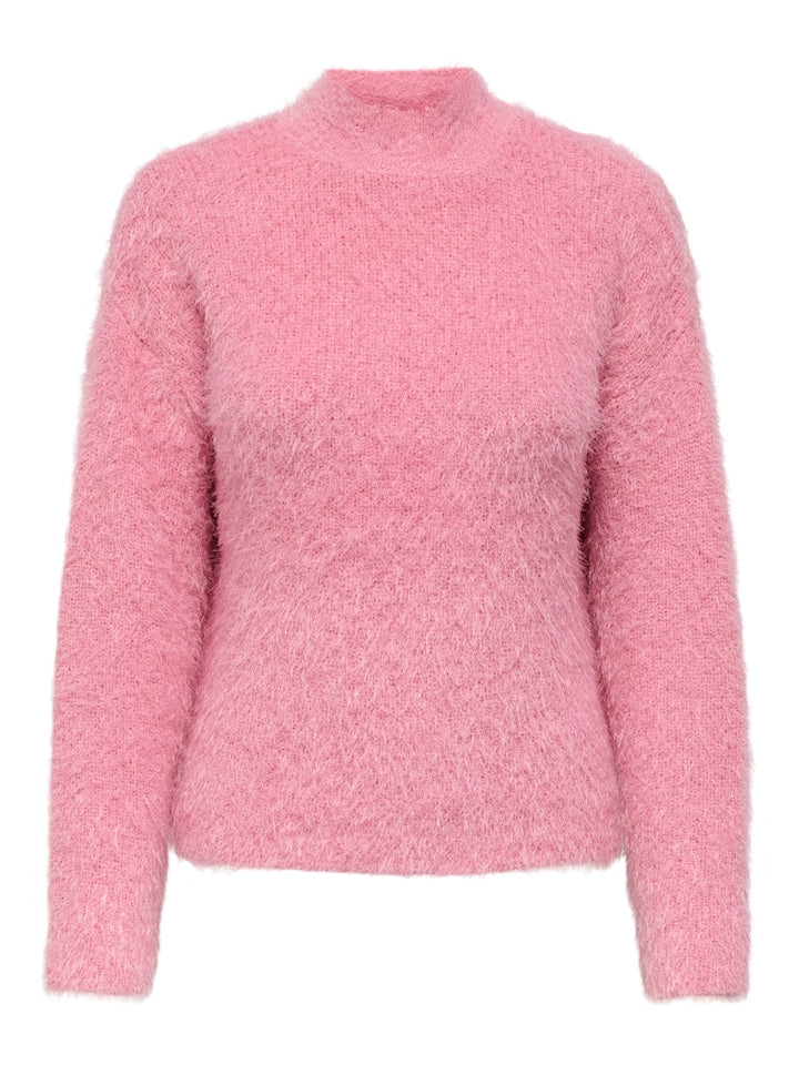 Onllulu Ls Rib Highneck Cc Knt - Roze