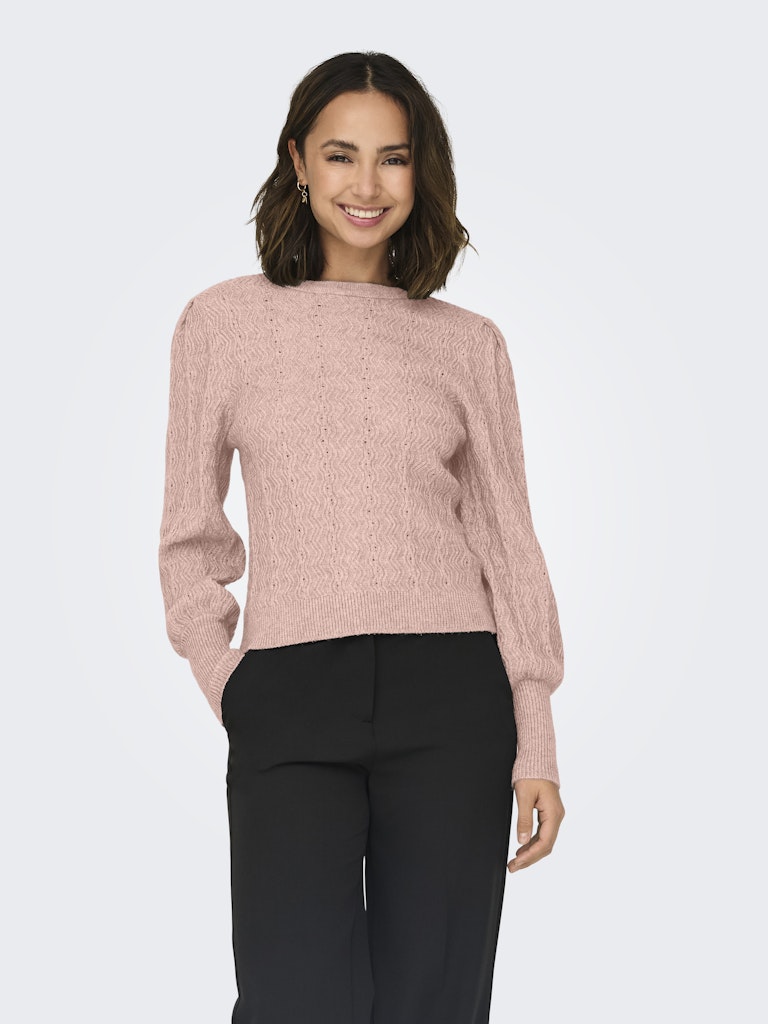 Onlkatia Ls Struc Puff Oneck Cc Knt - Licht Roze