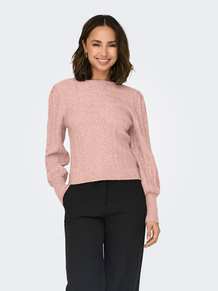 Onlkatia Ls Struc Puff Oneck Cc Knt - Licht Roze