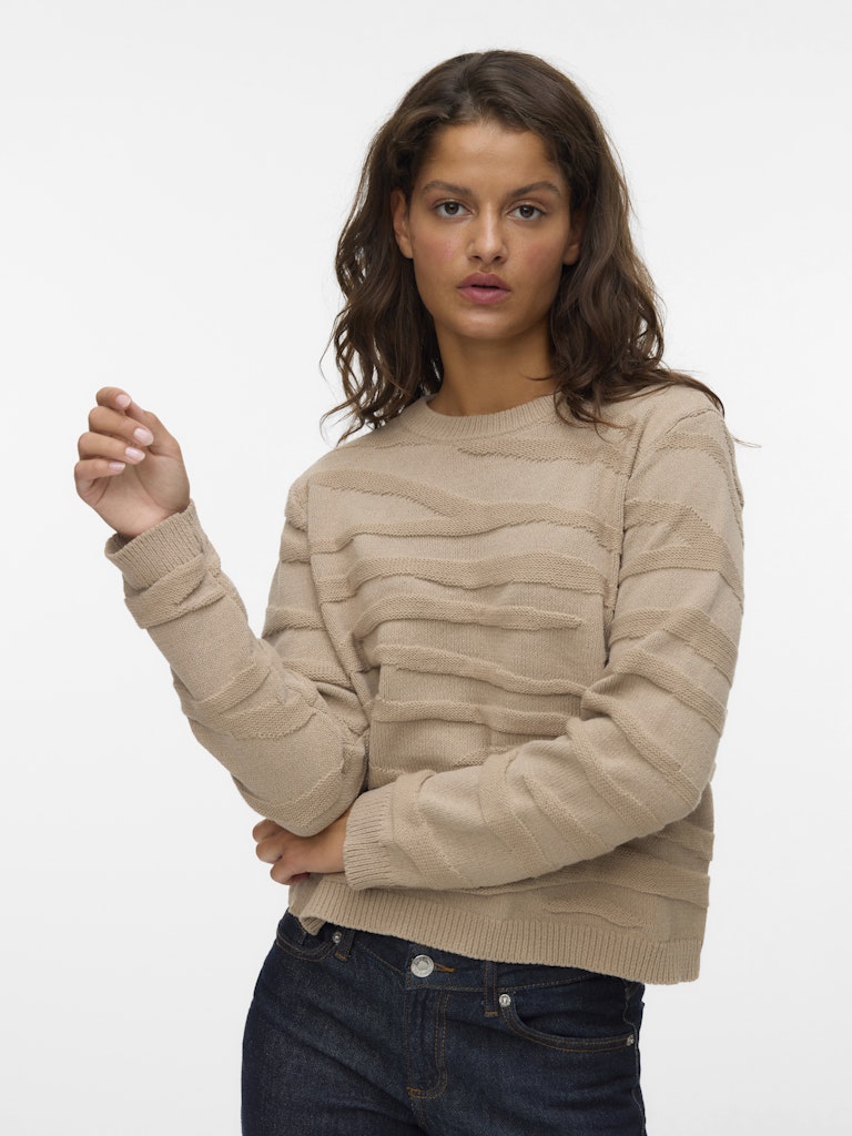 Vmmalou Ls O-neck Pullover Boo - Licht Bruin