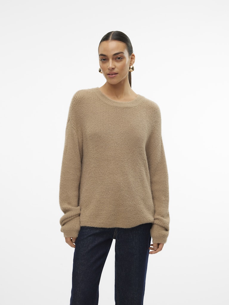 Vmpuff Ls O-neck Pullover Boo - Taupe