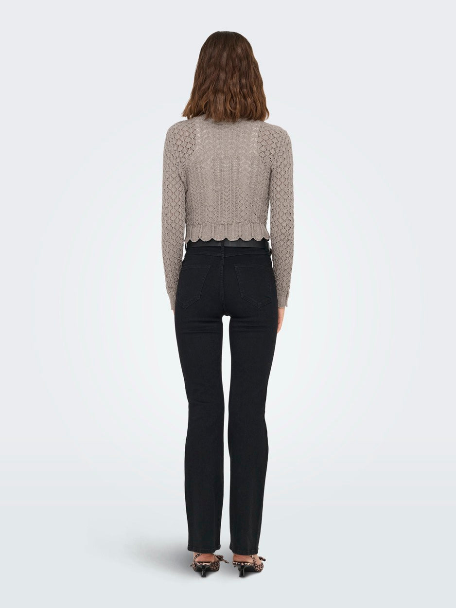 Onlsaga Life Ls O-neck Cc Knt - Taupe