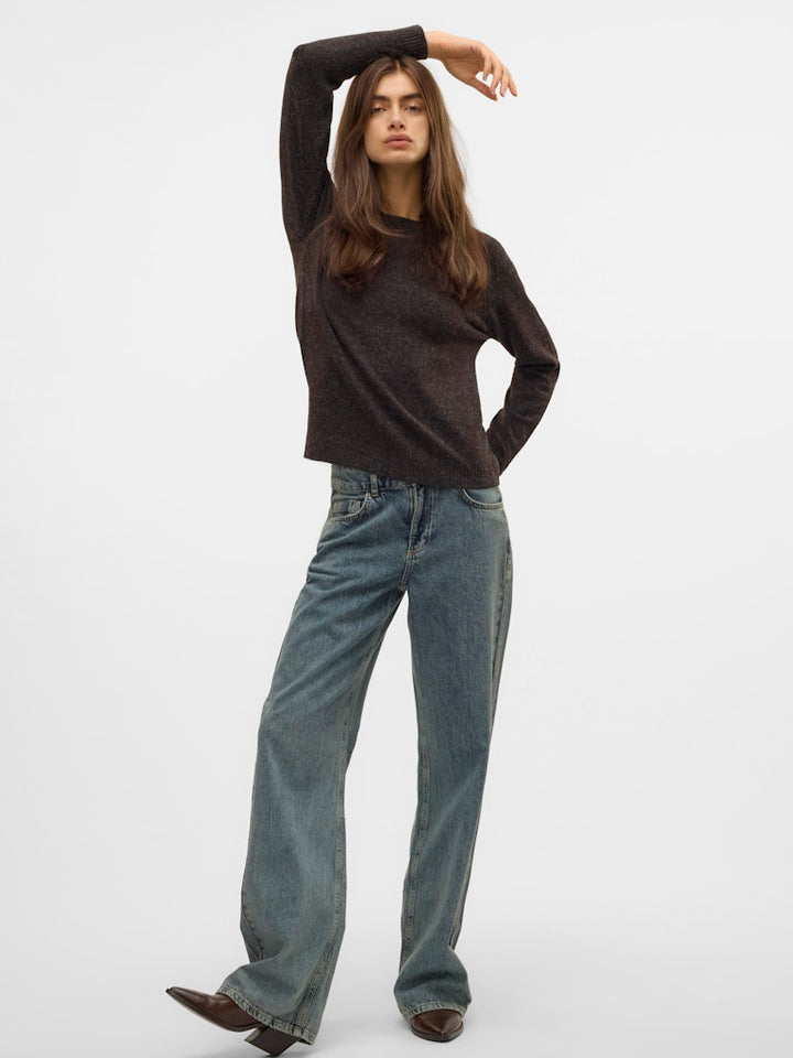 Vmdoffy Ls O-neck Blouse Ga Noos - Bruin Melee