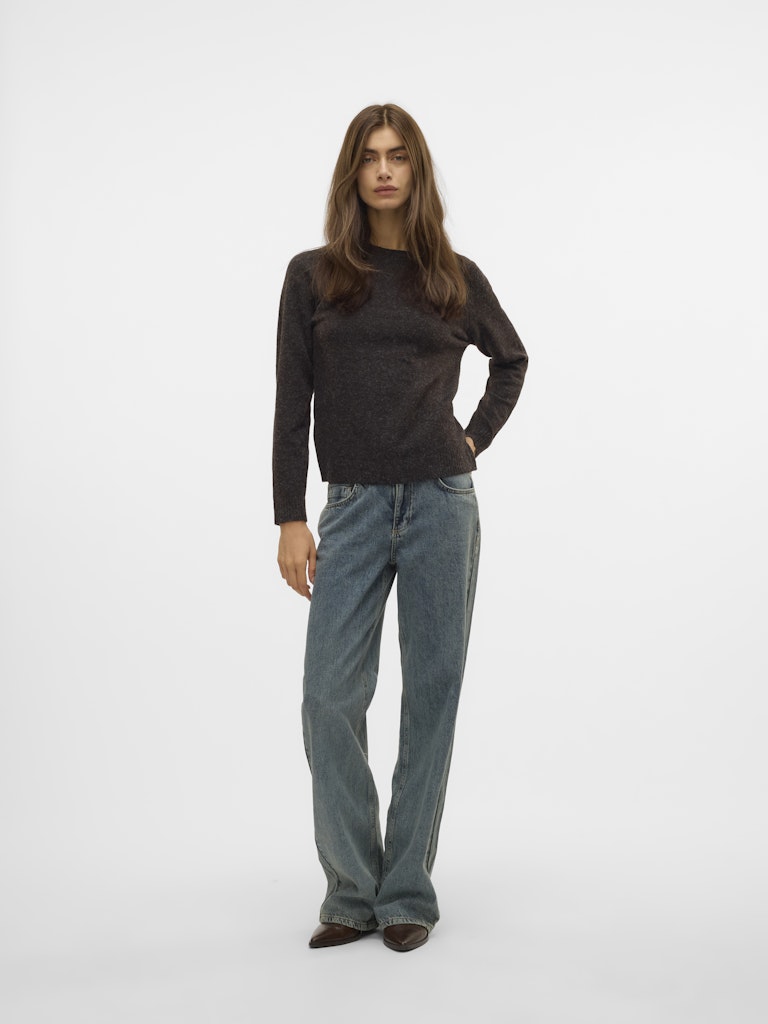 Vmdoffy Ls O-neck Blouse Ga Noos - Bruin Melee