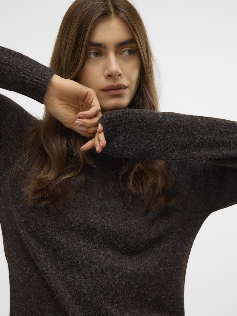 Vmdoffy Ls O-neck Blouse Ga Noos - Bruin Melee