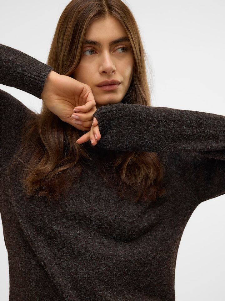 Vmdoffy Ls O-neck Blouse Ga Noos - Bruin Melee