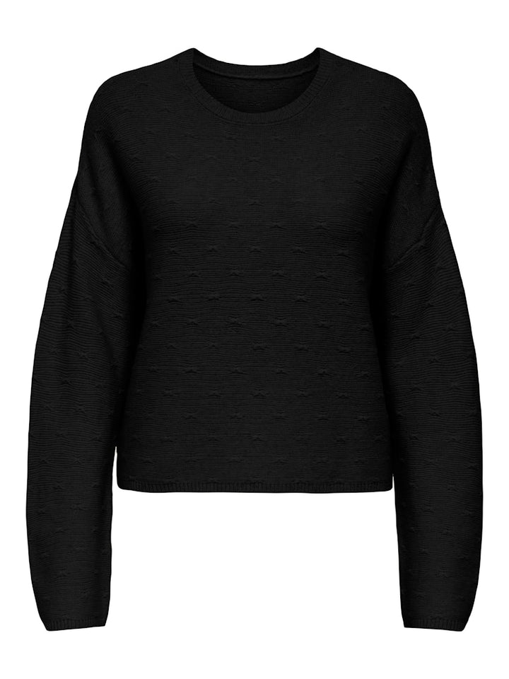 Onlkatia Ls Structure O-neck Cc Knt - Zwart