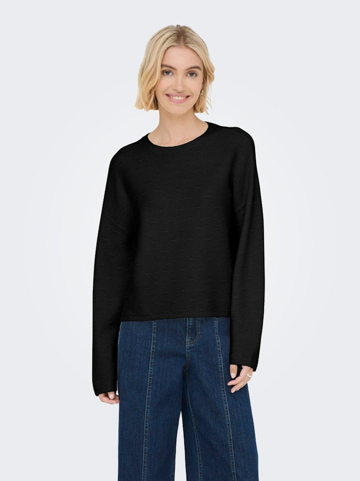Onlkatia Ls Structure O-neck Cc Knt - Zwart
