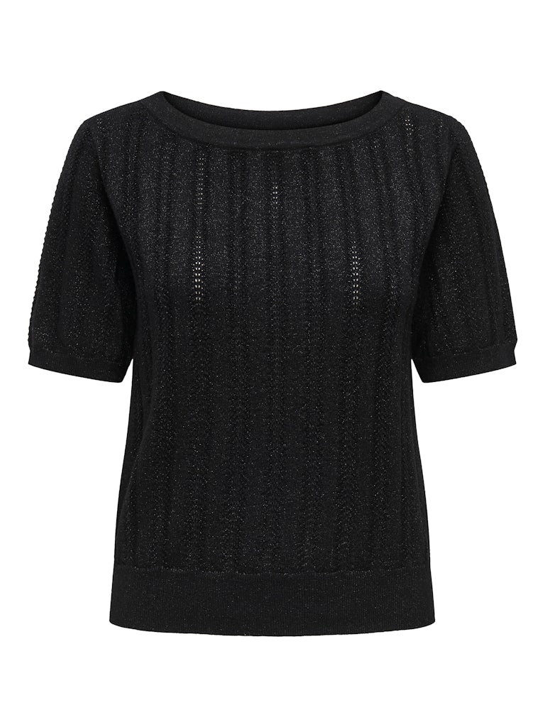 Jdybeauty S/s Boat Neck Glitter Pull Knt - Zwart