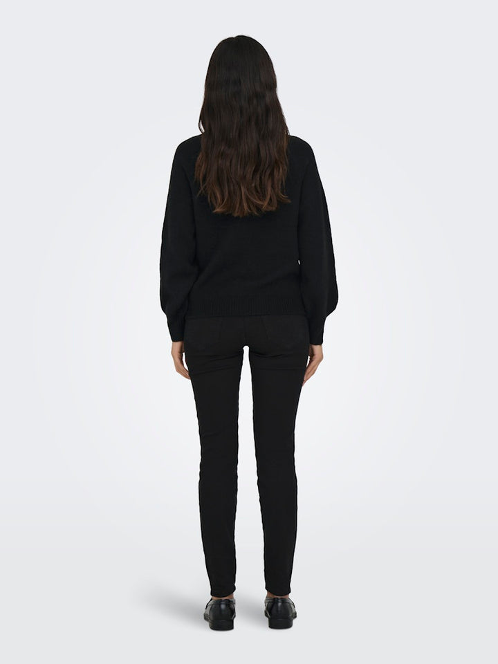 Onlemma Life Ls Button Oneck Knt Noos - Zwart