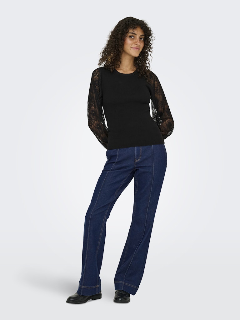 Onlperry Life Ls Mix O-neck Knt - Zwart