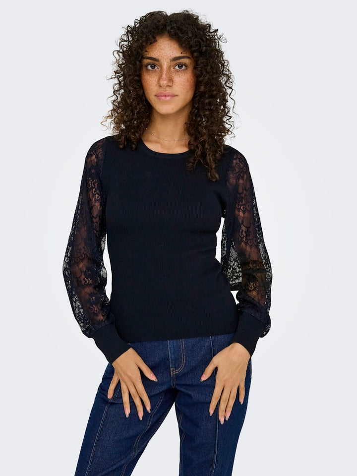 Onlperry Life Ls Mix O-neck Knt - Zwart