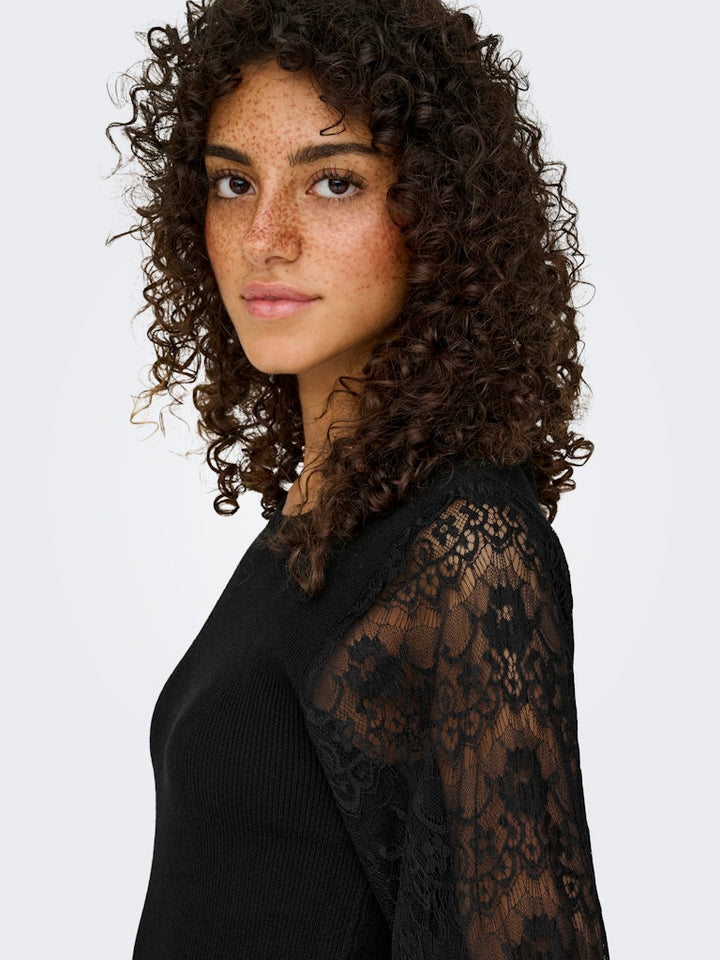 Onlperry Life Ls Mix O-neck Knt - Zwart