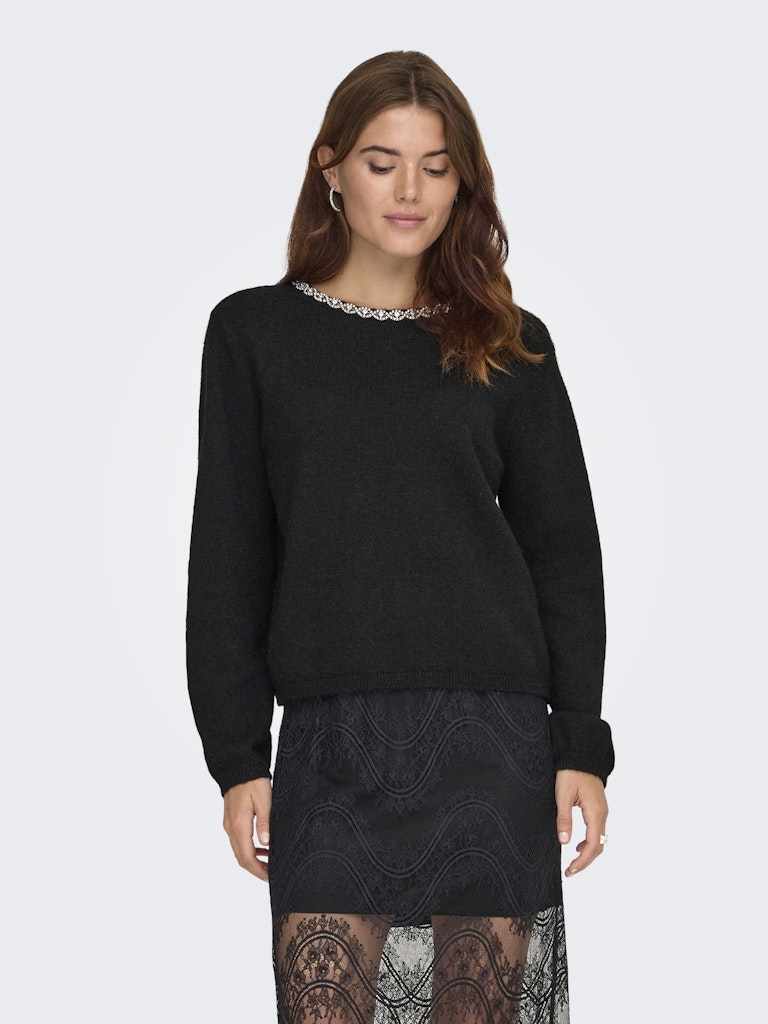 Jdyalva Life L/s Embellish Pullover Knt - Zwart
