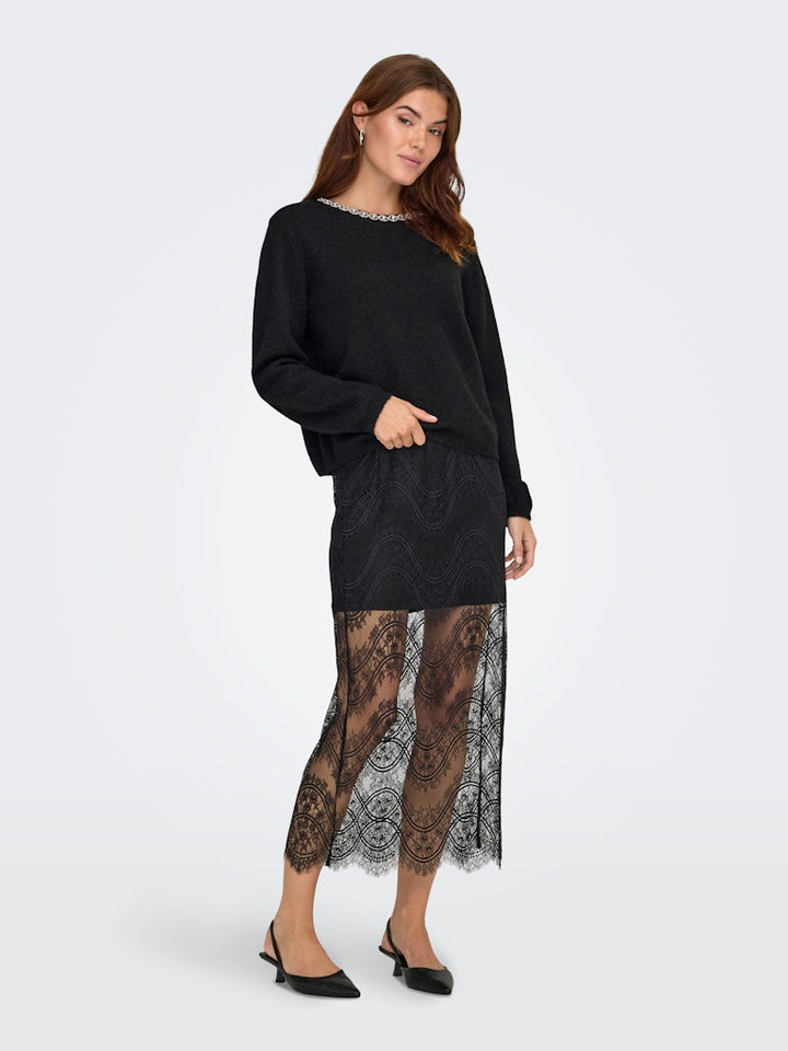 Jdyalva Life L/s Embellish Pullover Knt - Zwart