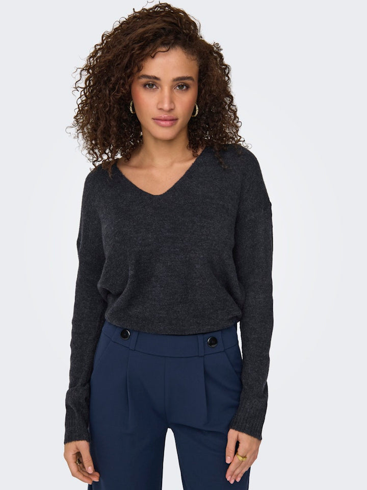 Jdyelanora L/s V-neck Pullo. Knt Noos - Zwart