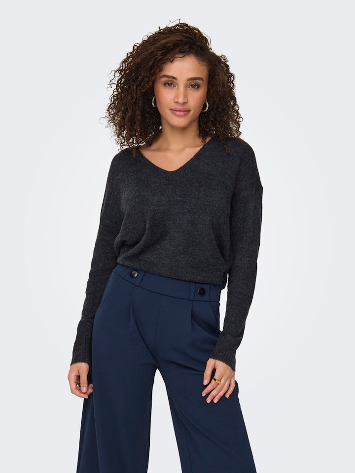 Jdyelanora L/s V-neck Pullo. Knt Noos - Zwart
