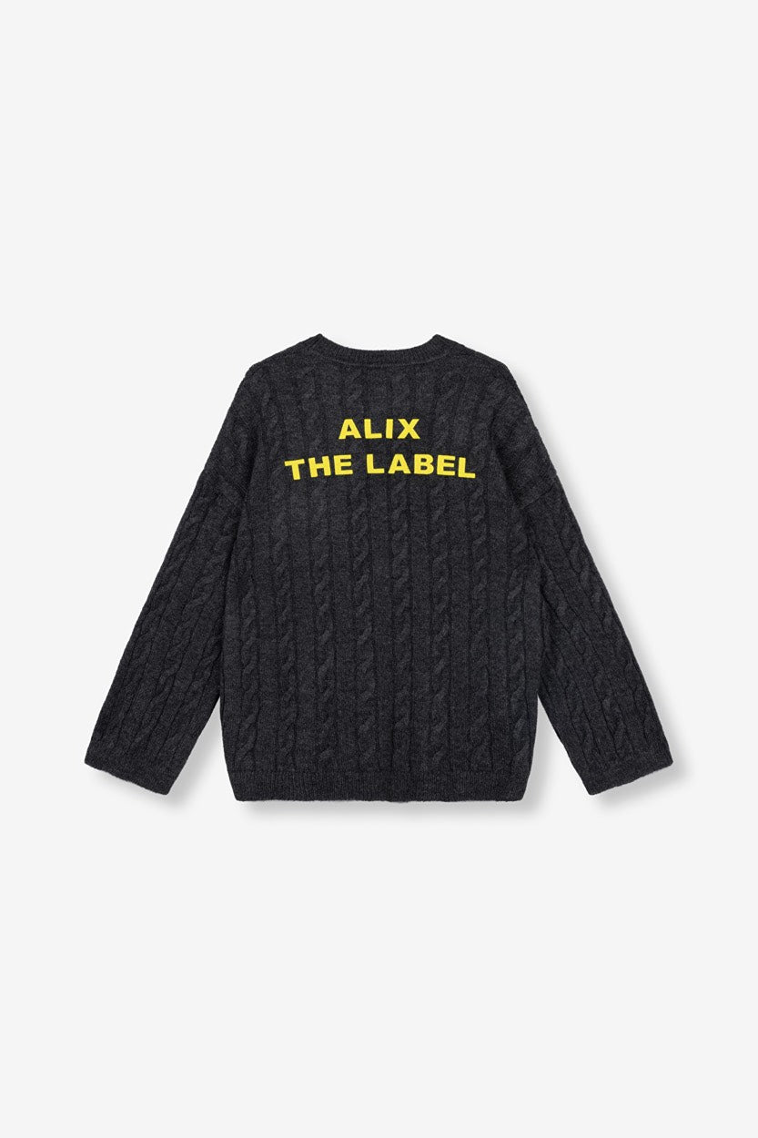 Cropped Cable Jumper - Antraciet