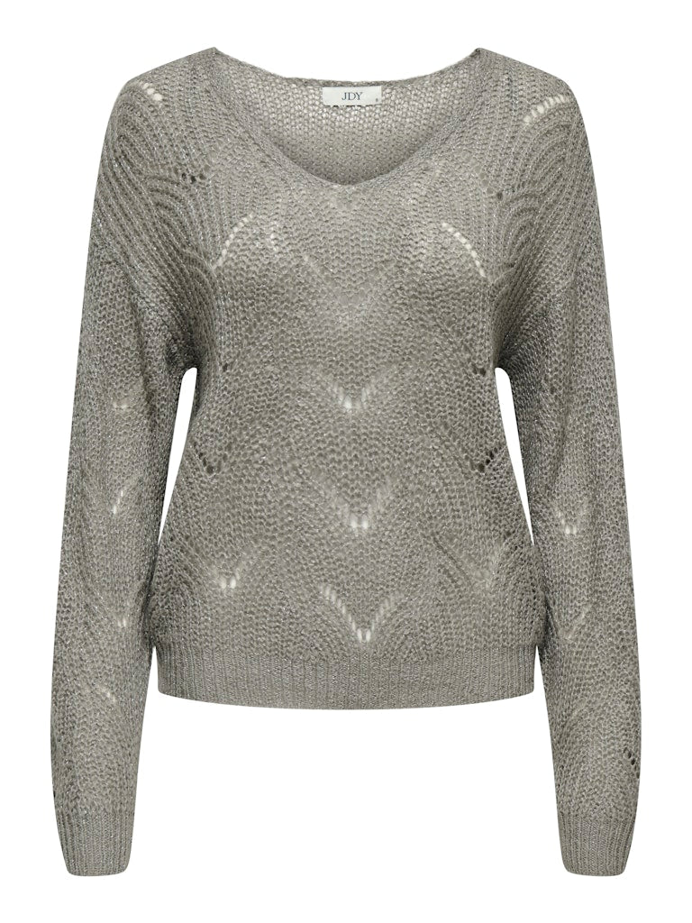 Jdybadut L/s V-neck Struc Glitt Pull Knt - Grijs Melee