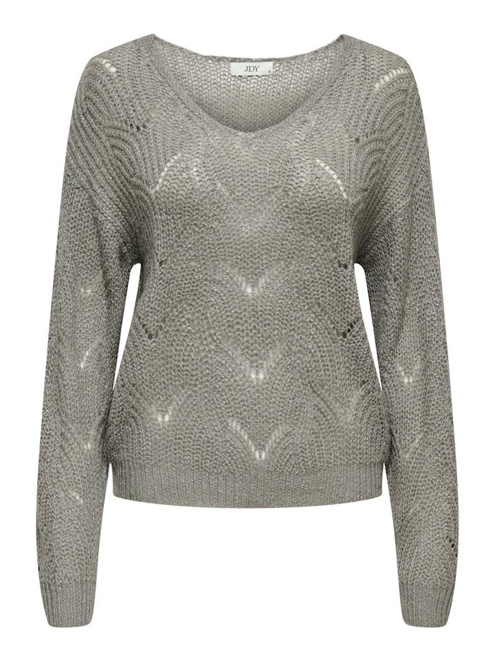 Jdybadut L/s V-neck Struc Glitt Pull Knt - Grijs Melee