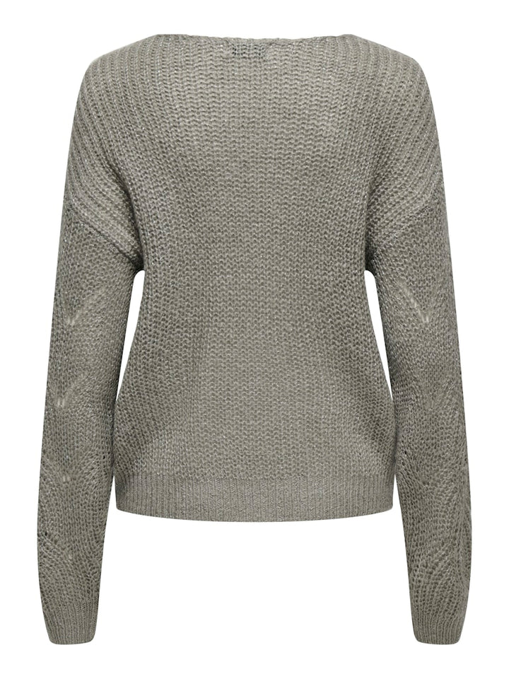 Jdybadut L/s V-neck Struc Glitt Pull Knt - Grijs Melee