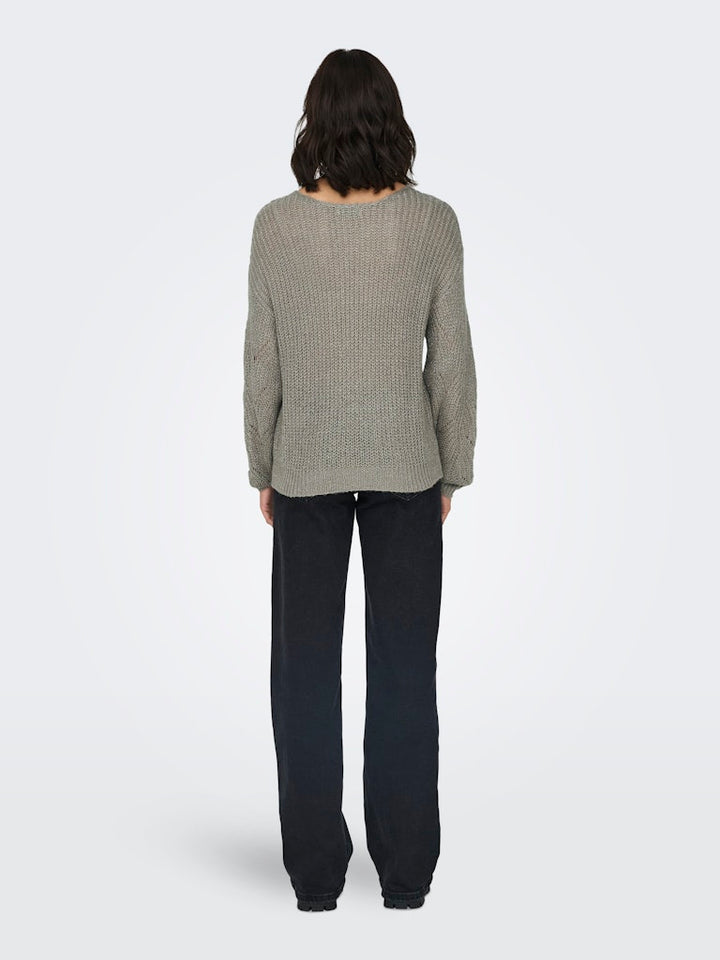 Jdybadut L/s V-neck Struc Glitt Pull Knt - Grijs Melee