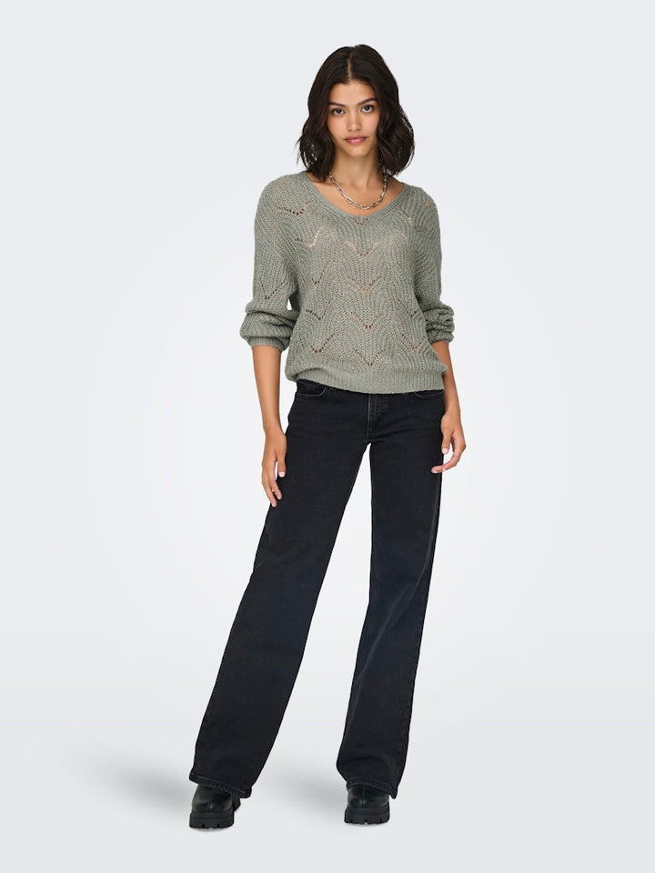 Jdybadut L/s V-neck Struc Glitt Pull Knt - Grijs Melee