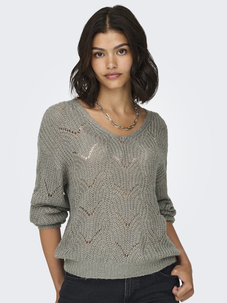 Jdybadut L/s V-neck Struc Glitt Pull Knt - Grijs Melee