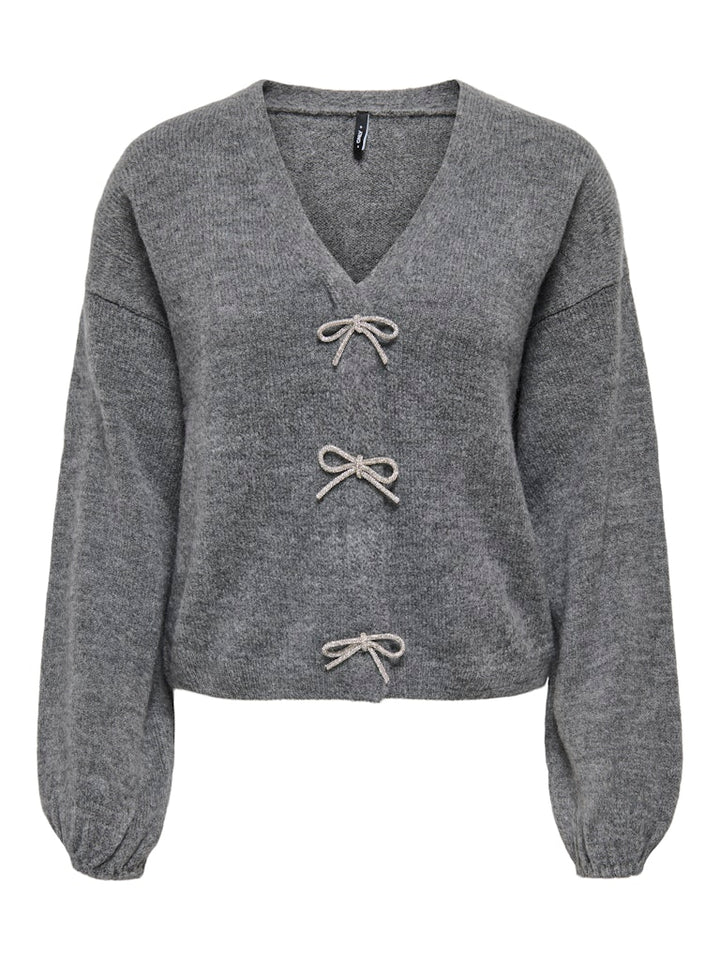 Onldonna Ls Bow V-neck Knt - Grijs Melee