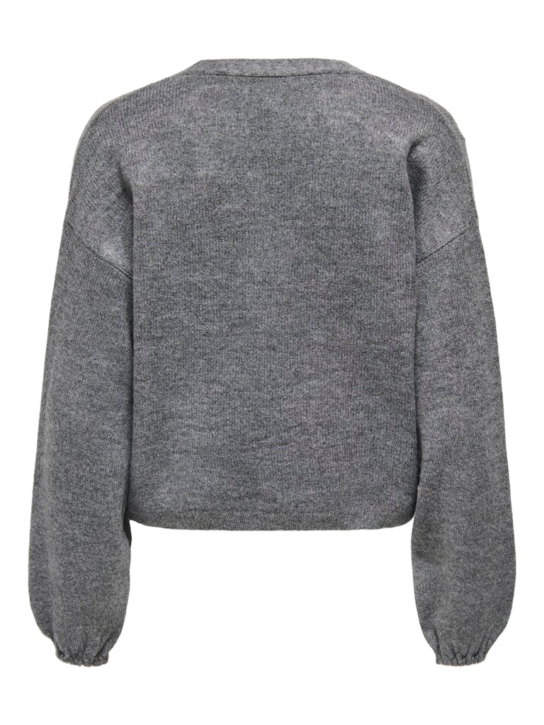 Onldonna Ls Bow V-neck Knt - Grijs Melee