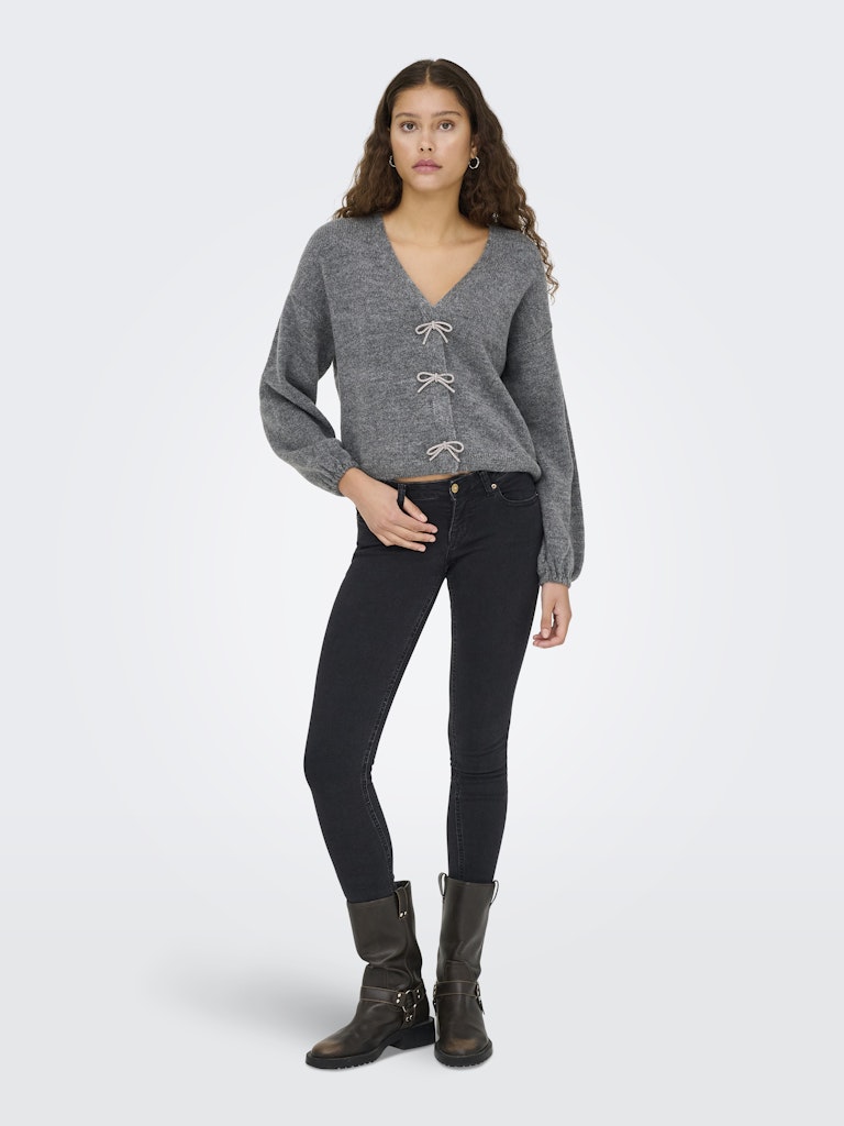 Onldonna Ls Bow V-neck Knt - Grijs Melee